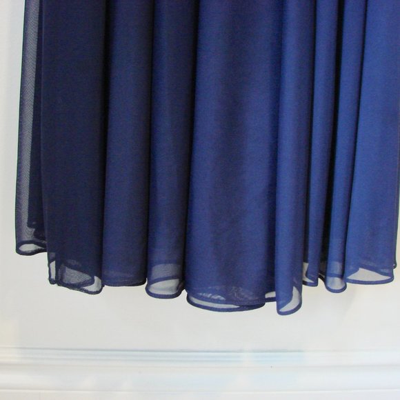 David's Bridal Bridesmaid Dress Marine Navy Blue Ruched Prom Wedding Size 0 Zero - Picture 9 of 16